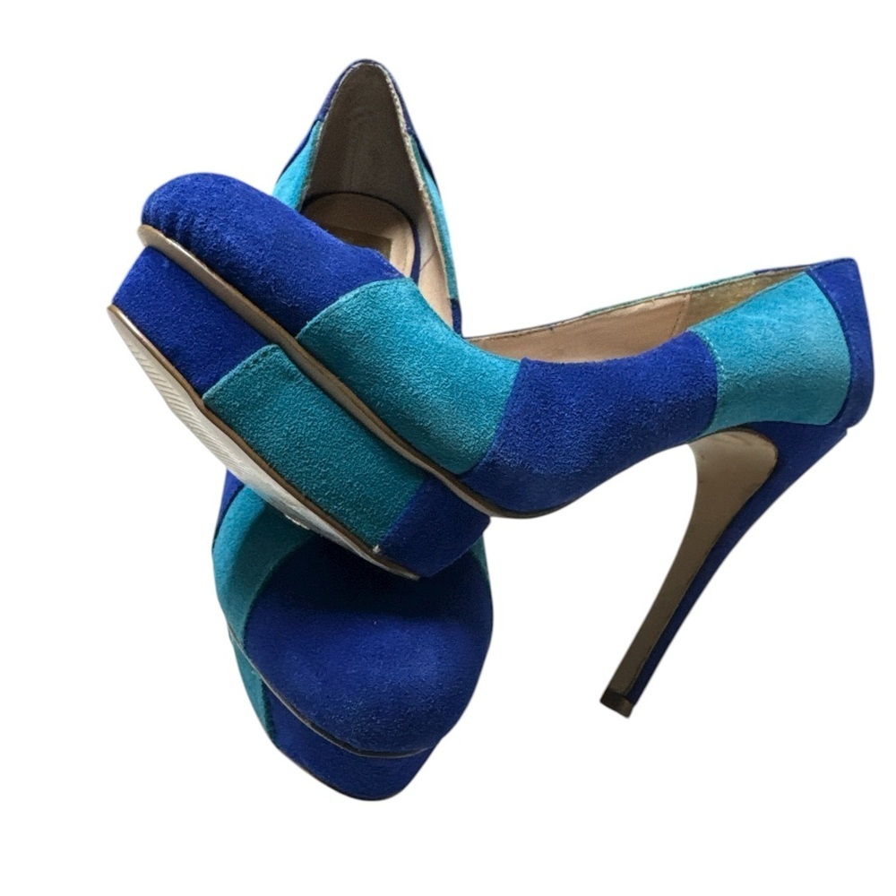 DV Dolce Vita Blue Turquoise Colorblock Platform Pumps Size 8.5 - Picture 4 of 11